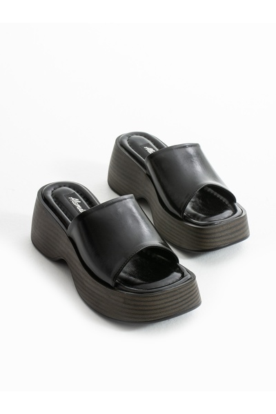 ALEMDAR AYAKKABI LUSH crna lakirana koža Puna peta komada ženska Papuče