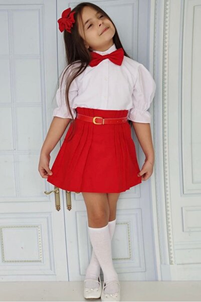 Turuncu Gardrop Kemer Dahil Etekli Fiyonklu 23 Nisan Kız Çocuk Takım