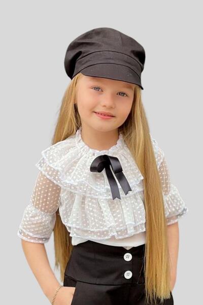 Turuncu Gardrop Güpür Gömlek Dantelli Şort Kız Çocuk Takım