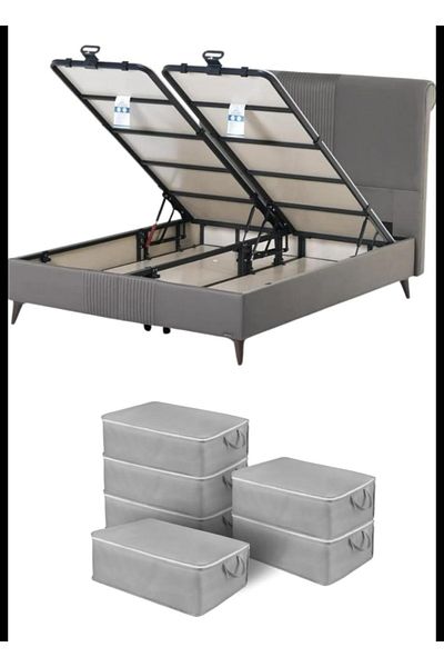 DEMİROĞLU EV TEKSTİL 4 Pieces Under Base Organizer Storage Sofa Bed Type Storage Multi-Purpose Organizer 64x45x22 Cm