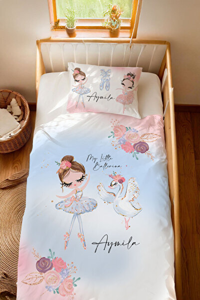 Homamia İsme Özel %100 Pamuk 100x200 Montessori Nevresim Takımı Balerin