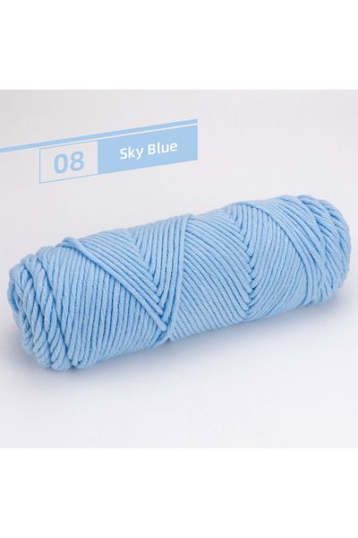 QJH 08 خيط قطني سميك أزرق سماوي - 8 كرات، 100 جرام/3.52 أونصة، متوسط الحجم للكروشيه/الحياكة