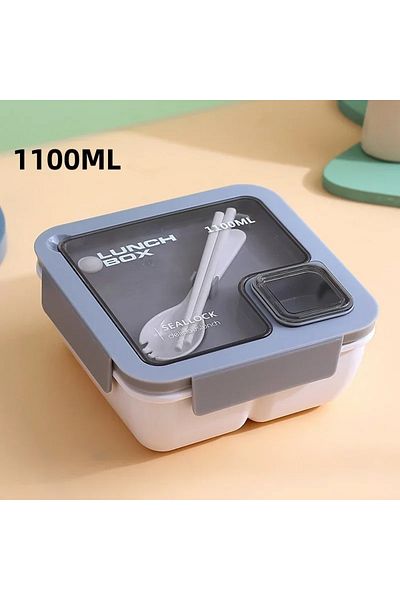 Choice White-1100ML 850ml/1100ml Portable Lunch Box Microwave Bento Boxes with Tableware for Kids School Of