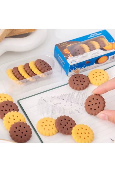 Meyra Accessories 1 Pack of 6 Cookie Eraser Rubber Stick Cute Gift Erasers