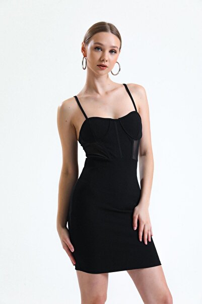 Miss Murem Çıma Chest Tulle Dress-Black