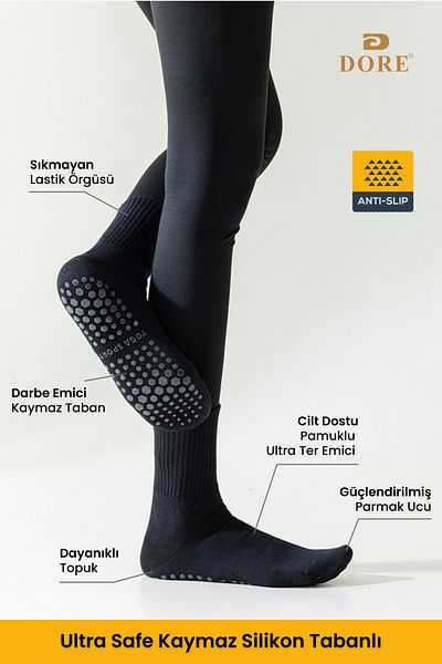 Dore Γνήσιες Premium Model 3 ζεύγη αντιολισθητικές κάλτσες γιόγκα Pilates με πετσέτα που απορροφά τον ιδρώτα