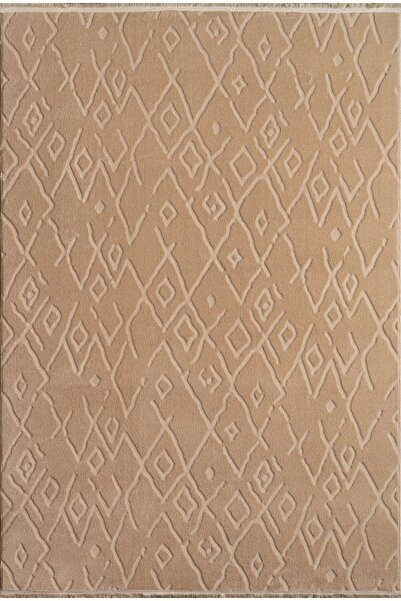 Plato Halı Opqo İskandinav Premium Yıkanabilir Polyester Kaymaz Taban Bej Halı