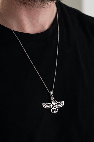 Tmt Silver Gümüş Ahura Mazda Figürlü Erkek Kolye