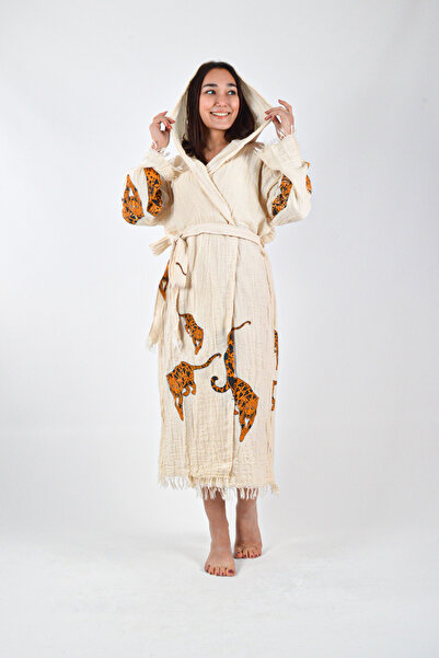 REİNA TEKS Унісекс пляжний халат з леопардовим візерунком, пештемаль і банний рушник