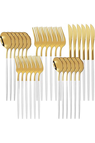 ALMUFARREJ Set of 30 pieces of high-quality and luxurious stainless steel spoons and forks