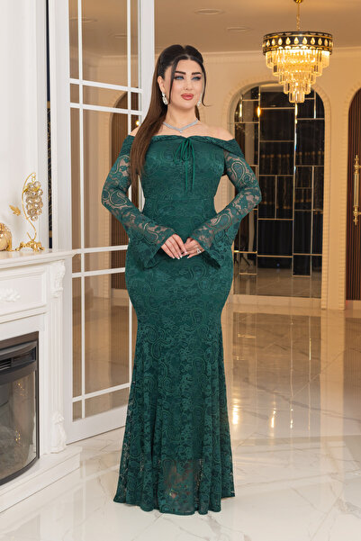 Matik Abiyem Likralı Güpür Dantel Tasarım Straplez Balık Elbise Abiye