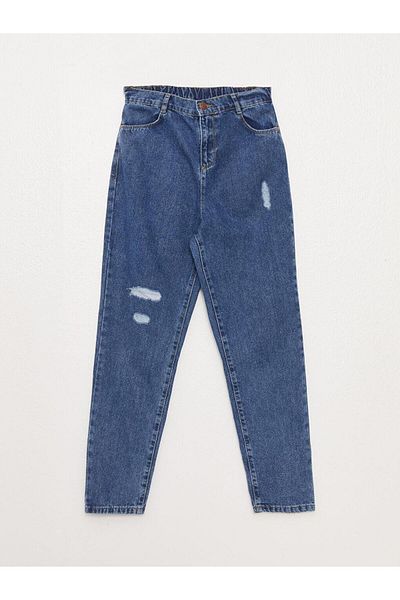 LC Waikiki Girls' Jean Trousers with Elastic Ripped Detail (S3)