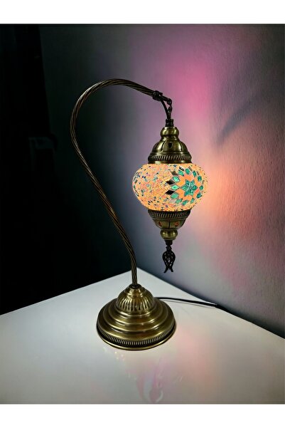YILDIZ Masaüstü Otantik Deveboynu Mozaik Lamba - Pembe Mavi
