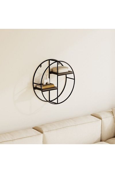 Home Box Urban Circle 2-Tier Metal Shelf 36.5x10x36.5 cm