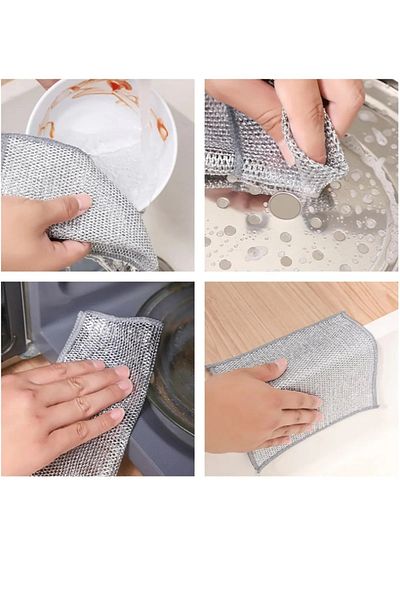 Layrol 5Pcs Multifunctional Anti-Scratch Wire Dishcloth Dish Wire Scrubbing Cloth Steel Wire Dish Towel