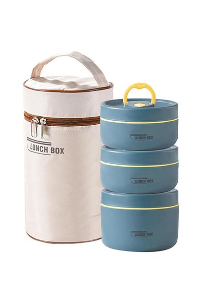 Choice 800-1000ml 3 2 Portable Insulated Food Lunch Container Set With Thermal Lunch Box 3 Separate Stackab