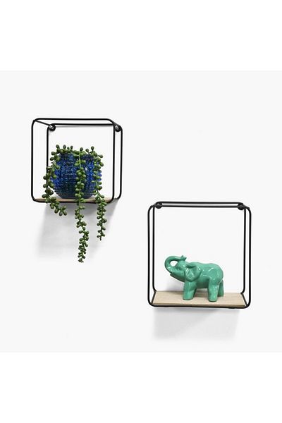 Home Box Sera Square 2-Piece Wall Shelf Set