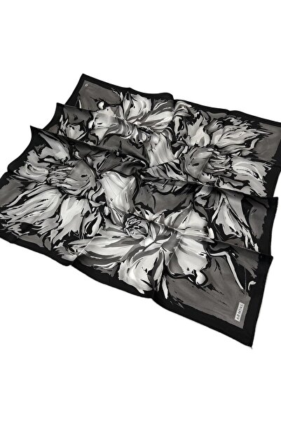 Armine وشاح حريري صيف 2025 - 9337-86 قطني رمادي أسود