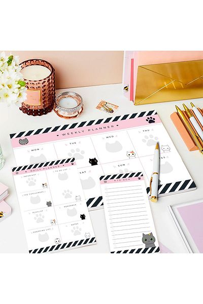 STOREMAX Muartshop Weekly, Daily Planner Set - Desktop Planner - 50 Pages Undated Lesson Schedule