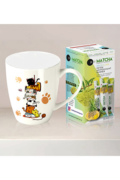 Halk Kitabevi كوب للقطط المشاغب - شاي ماتشا بروميلين بنكهة الليمون