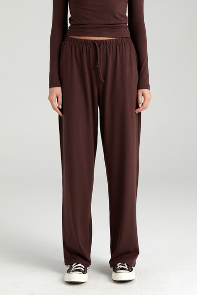SHEISMONO Ultra Soft Bağcıklı Pantolon Kahverengi