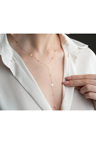 MİNİMAL Minimal Kolye Altın Papatya Damla Taşlı Y Kolye "lheafd"