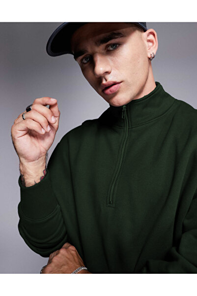 OKULCUBABA سويت شيرت رجالي بنصف سحاب و3 خيوط نقطية