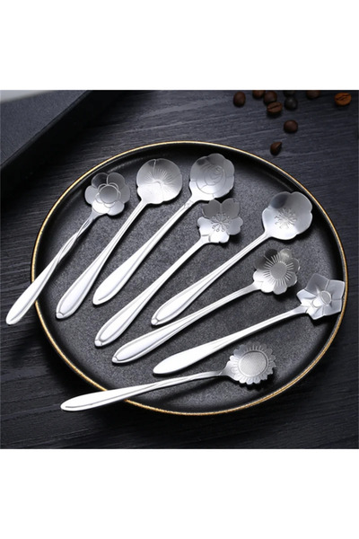 Choice 8 قطع فضية من الفولاذ المقاوم للصدأ على شكل زهرة الكرز والورد والذهب م...