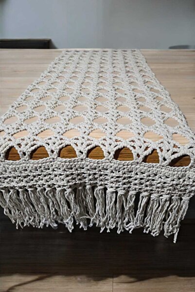 Örgü Sanatı Örgü Cotton Makrome Masa Sehpa Runnerı