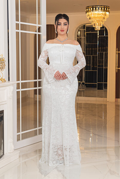 Matik Abiyem Likralı Güpür Dantel Tasarım Straplez Balık Elbise Abiye