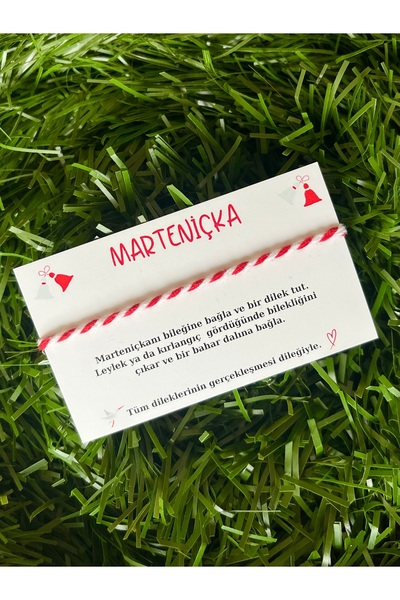 EKAYCE Marteniçka Bileklik Kırmızı Beyaz İp Şans Bilekliği Özel Kart Tasarım