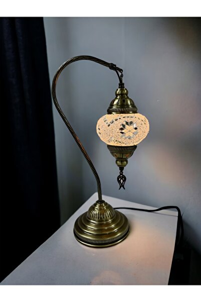 YILDIZ Masaüstü Otantik Deveboynu Mozaik Lamba - Beyaz