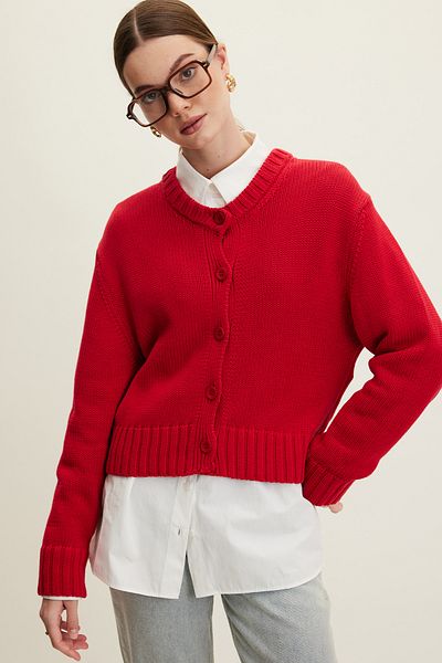 Manuka Strickjacke aus roter Baumwolle