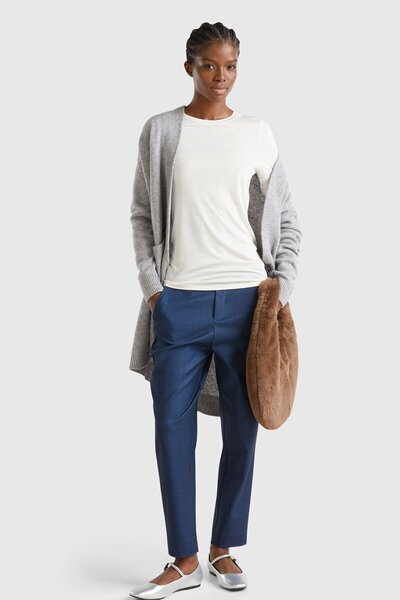United Colors of Benetton Women / Girls Navy Blue Trousers (Model Code: 4Gevdf01U)