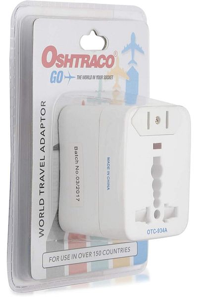 Oshtraco World Travel Adaptor.1xUniversal Plug Input & 1xUS 2 Pin Socket Outlet.
