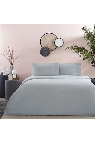 LUXE Gray Double Cotton Rf Duvet Cover Set - Lxshp 1055529