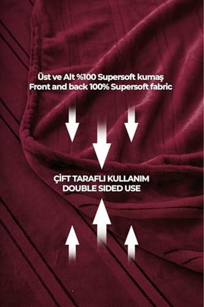 LUXE Supersoft Soft Double Blanket 180X230 cm Claret Red Lxshp 1055529