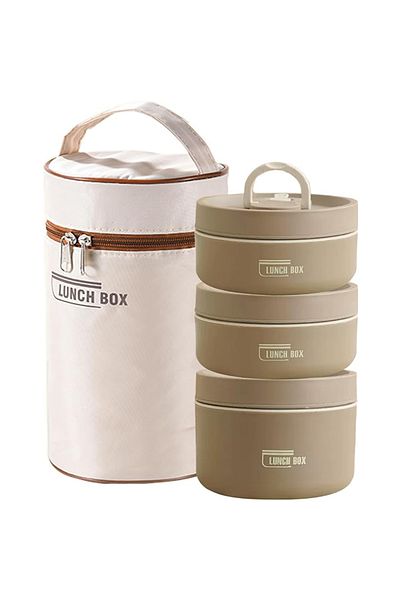 Choice 800-1000ml 3 3 Portable Insulated Food Lunch Container Set With Thermal Lunch Box 3 Separate Stackab