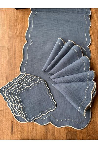 ROSSEV Set Textil de masă Indigo 13 Bucăți