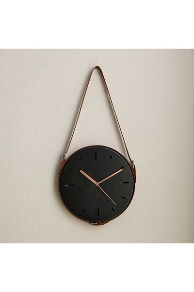 Home Box ساعة ميدو المعدنية الإبداعية بحزام جلدي 31x5.5x31 سم