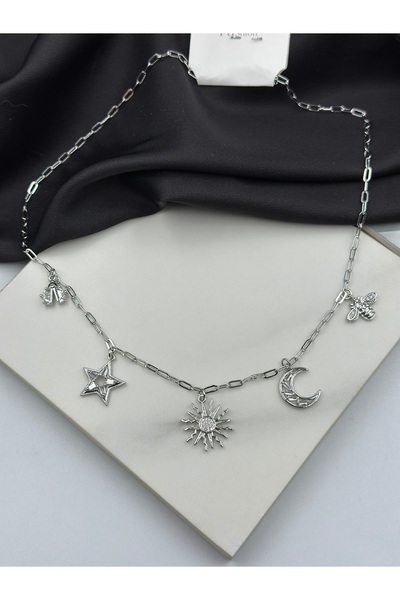 Lumiera Gümüş 5 Charmlı Şans Kolyesi