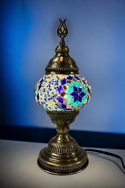 YILDIZ Masaüstü Dekoratif El Yapımı Mozaik Lamba - Mavi