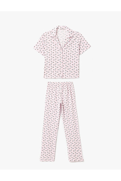 Koton Köpek Grafik Baskılı Kısa Kollu Pamuklu Gömlek Yaka Pijama Takımı