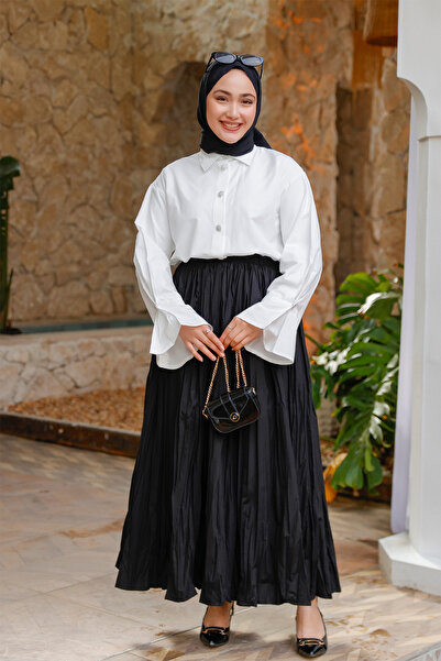 LOCCO Black Crochet Skirt - Women's Elastic Waist