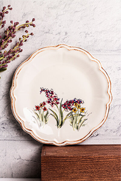 Snippy Wild - 6 Parça Porselen Kahvaltı Takımı Pasta Seti Pasta Tabağı Tatlı Tabağı Kahvaltılık Tabak 21cm