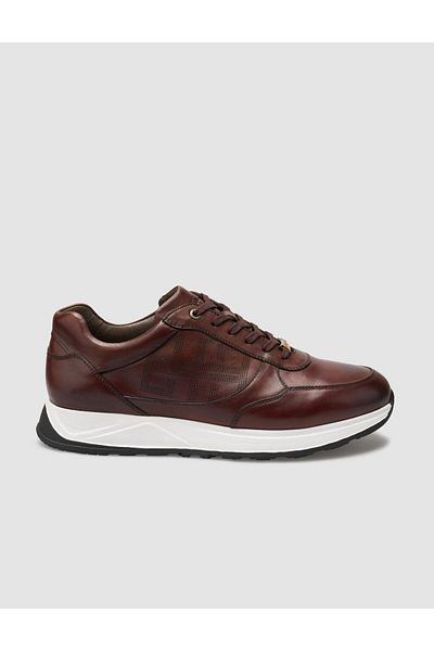 Cabani 100% Genuine Leather Brown Men's Sneakers