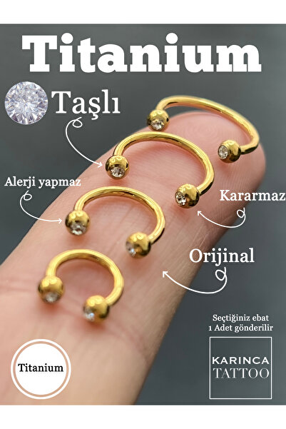 Karınca Piercing Halka Taşlı Titanyum Piercing Tragus Helix Rook Daith Conch Smiley Nipple Dudak Septum Nostril Burun