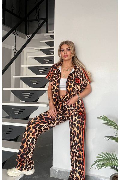 Bella Belluci Orange Striped Leopard Suit