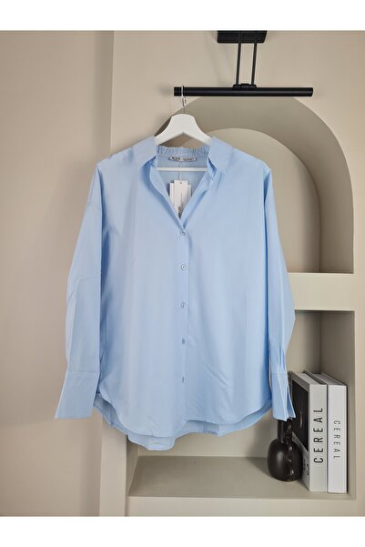 Telablanka Світло-блакитна одноколірна жіноча базова сорочка з попліну