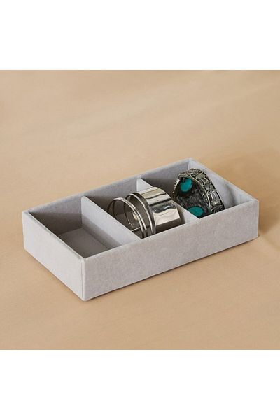 Home Box Velour 3-Compartment Jewellery Tray